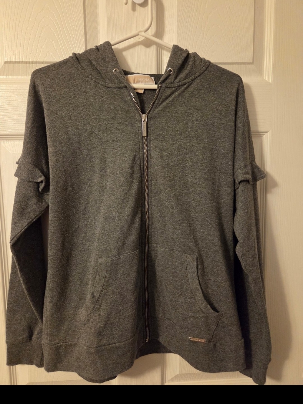 Michael Kors Gray Hooded Zip-Up Jacket
